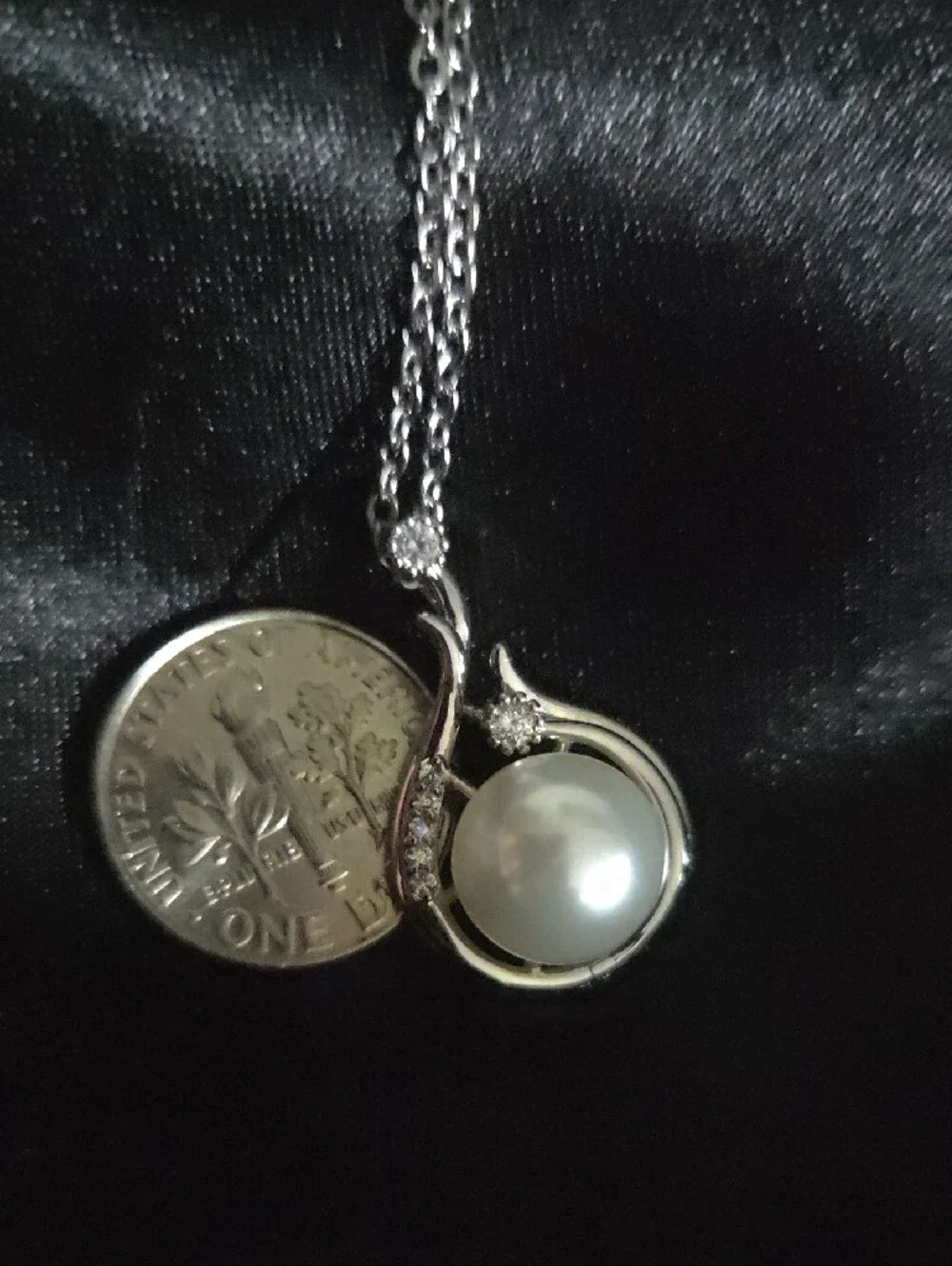 Elegant Silver Pearl Drop Necklace - White Pearl Pendant